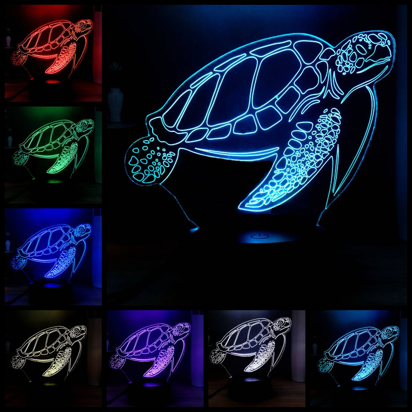 3D Sea Turtle Touch Remote Color Changing Lamp