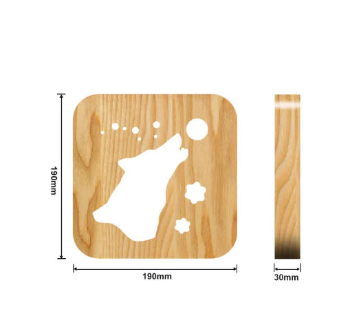 LED Wooden Night Light - 3D Dolphin & Cat Paw Design