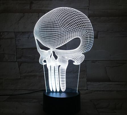 3D Punisher Mask Touch Color Changing Table Lamp