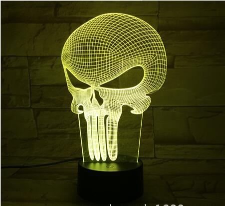 3D Punisher Mask Touch Color Changing Table Lamp