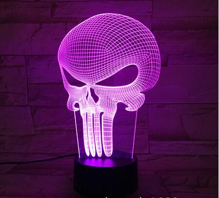 3D Punisher Mask Touch Color Changing Table Lamp