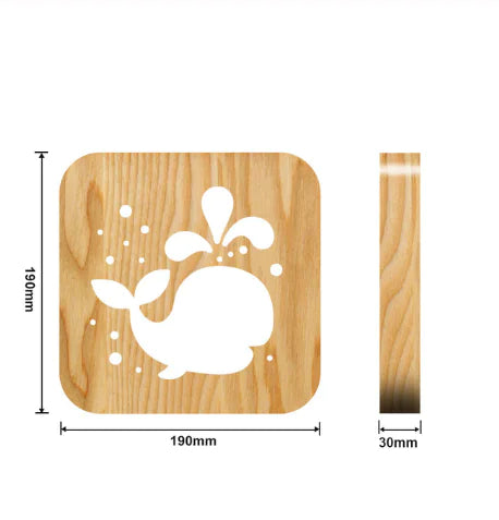 LED Wooden Night Light - 3D Dolphin & Cat Paw Design