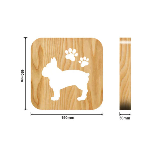 LED Wooden Night Light - 3D Dolphin & Cat Paw Design