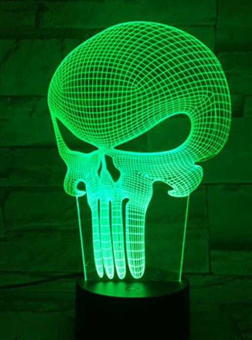 3D Punisher Mask Touch Color Changing Table Lamp