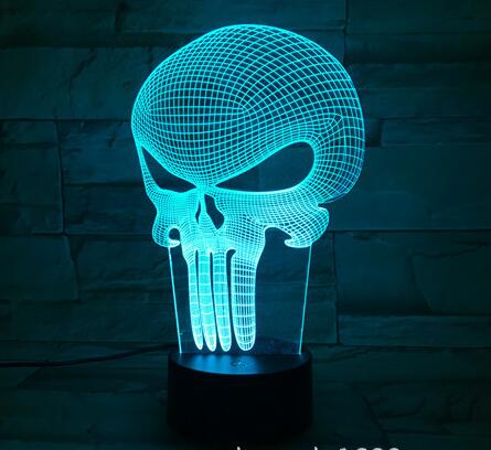 3D Punisher Mask Touch Color Changing Table Lamp