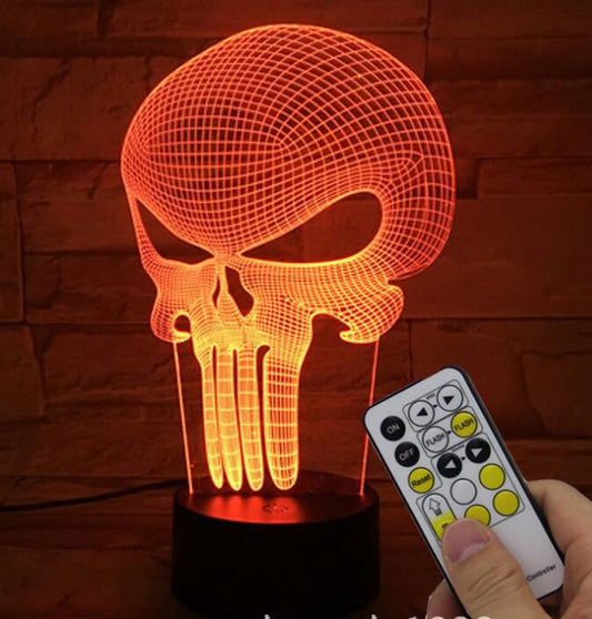 3D Punisher Mask Touch Color Changing Table Lamp