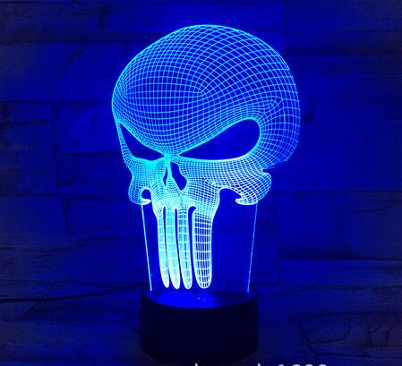 3D Punisher Mask Touch Color Changing Table Lamp